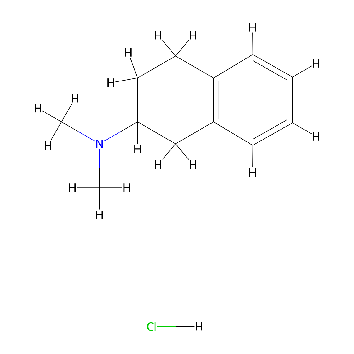 N,N-Dimethyl-1,2,3,4-tetrahydronaphthalen-2-amine hydrochloride molecular structure, CAS 62421-49-2