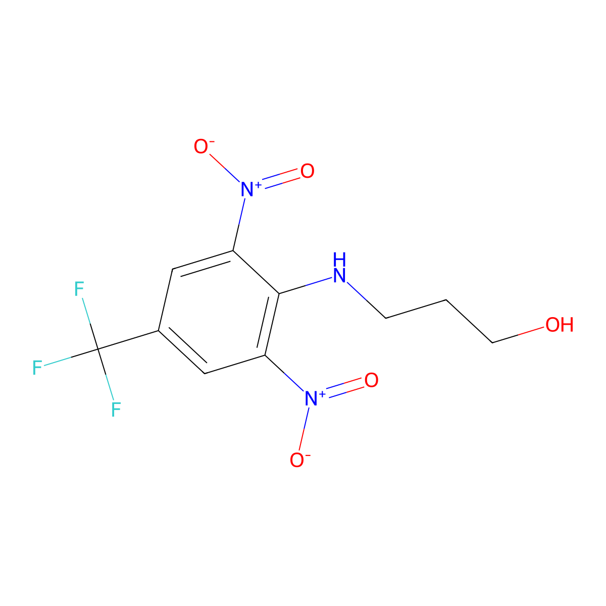 1-Propanol, 3-((2,6-dinitro-4-(trifluoromethyl)phenyl)amino)- molecular structure, CAS 62421-58-3