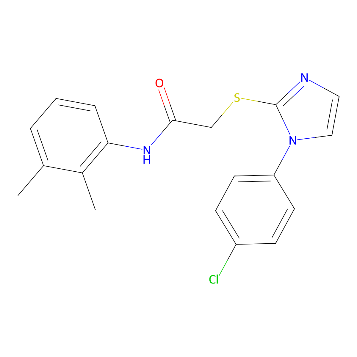 2-((1-(4-chlorophenyl)-1H-imidazol-2-yl)thio)-N-(2,3-dimethylphenyl)acetamide molecular structure, CAS 6243-19-2