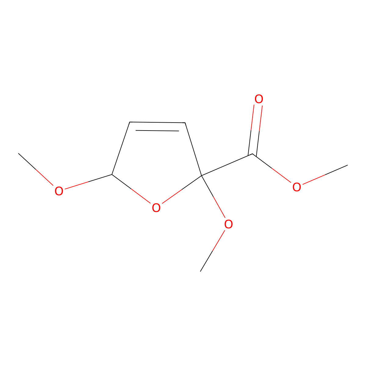 Methyl 2,5-dihydro-2,5-dimethoxy-2-furancarboxylate molecular structure, CAS 62435-72-7