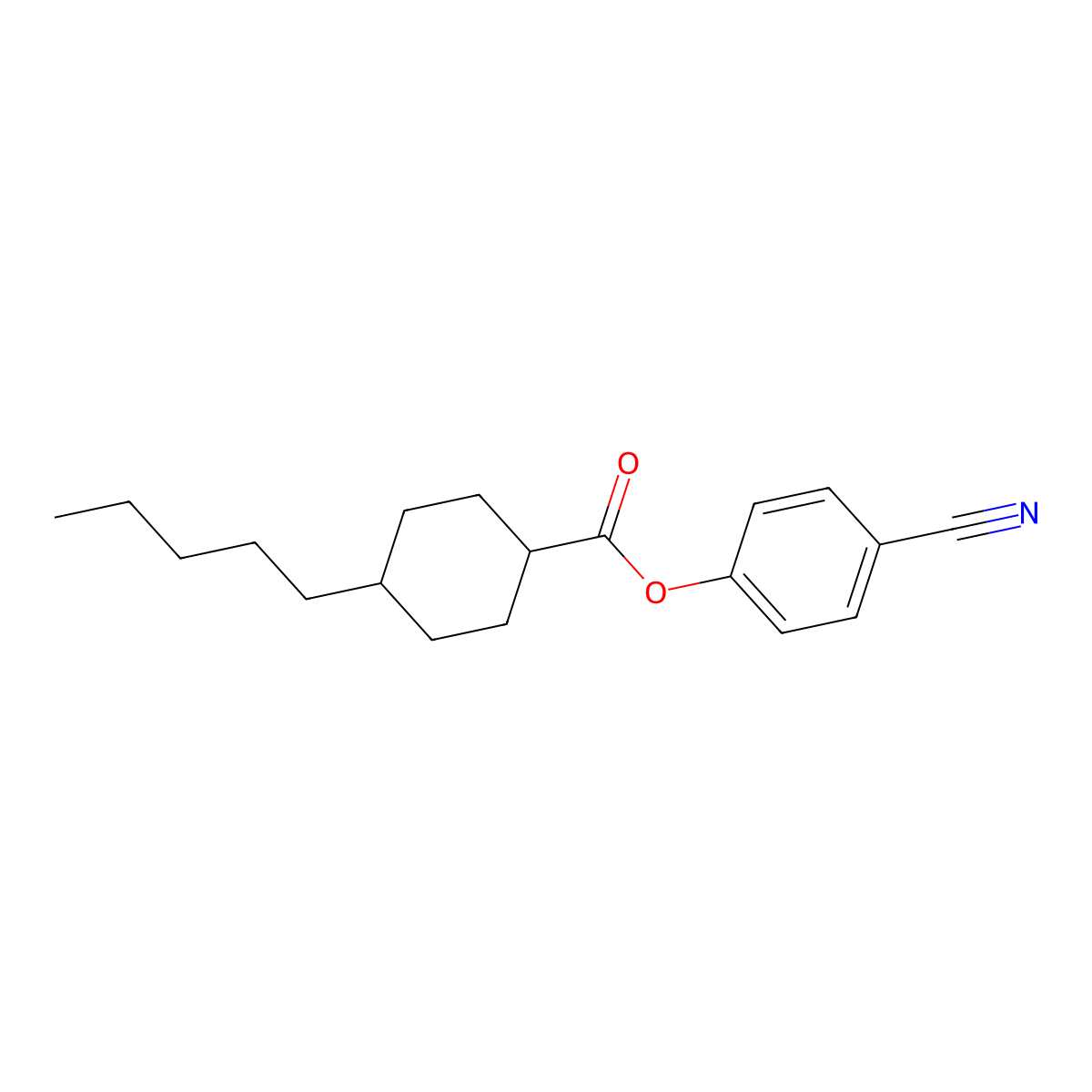 4-Cyanophenyl trans-4-pentylcyclohexanecarboxylate molecular structure, CAS 62439-35-4