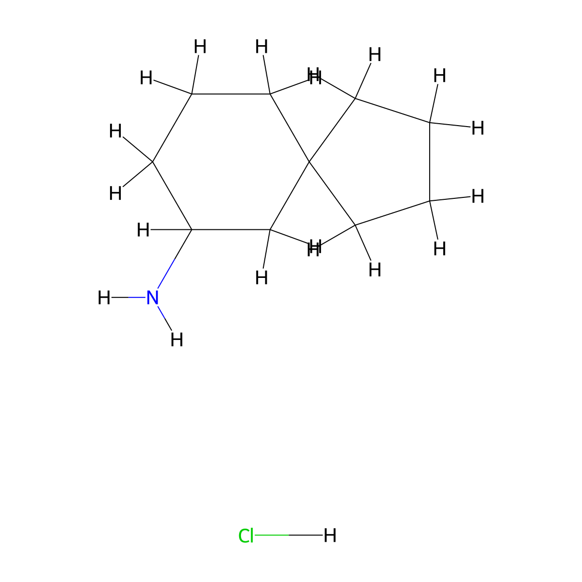Spiro(4.5)decan-7-amine hydrochloride molecular structure, CAS 62439-56-9