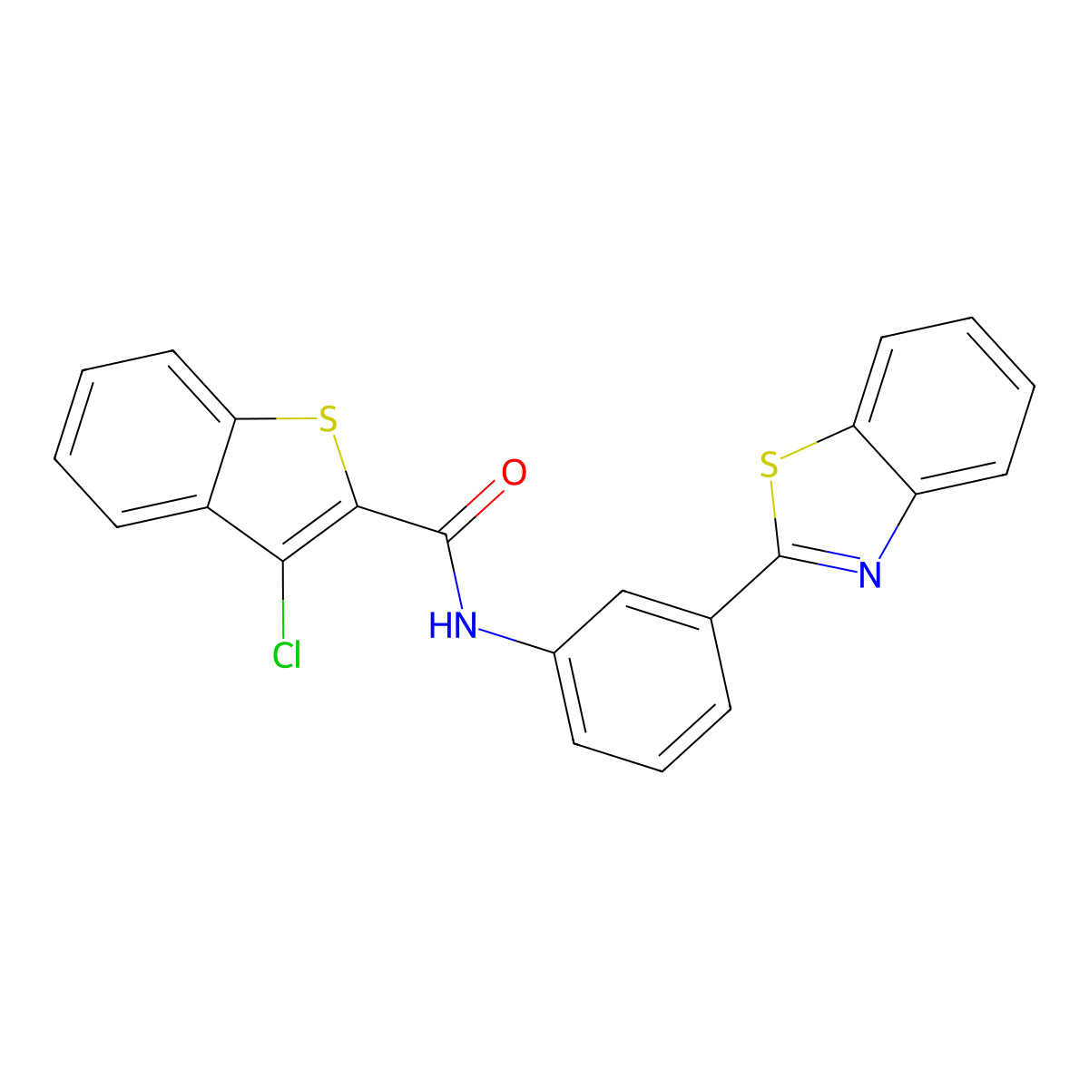 N-[3-(1,3-benzothiazol-2-yl)phenyl]-3-chloro-1-benzothiophene-2-carboxamide molecular structure, CAS 6244-07-1
