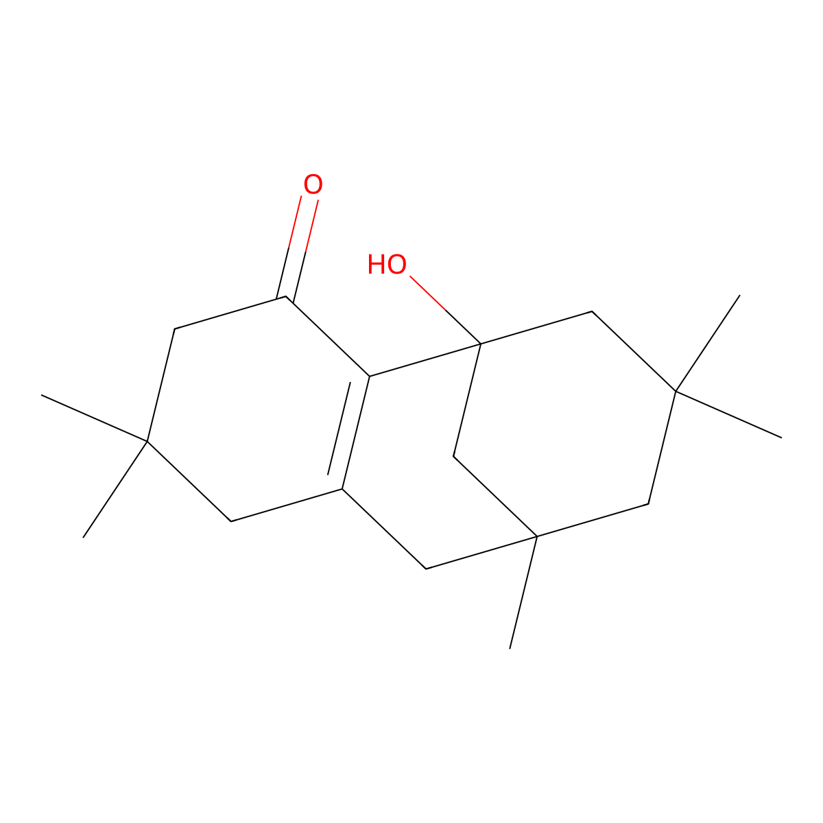 5,9-Methanobenzocycloocten-4(1H)-one, 2,3,5,6,7,8,9,10-octahydro-5-hydroxy-2,2,7,7,9-pentamethyl- molecular structure, CAS 6244-16-2