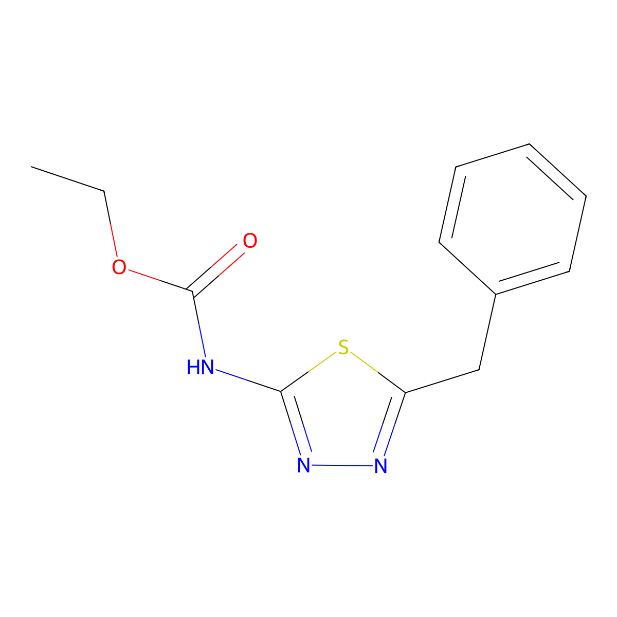 Ethyl (5-benzyl-1,3,4-thiadiazol-2-yl)carbamate molecular structure, CAS 62441-45-6