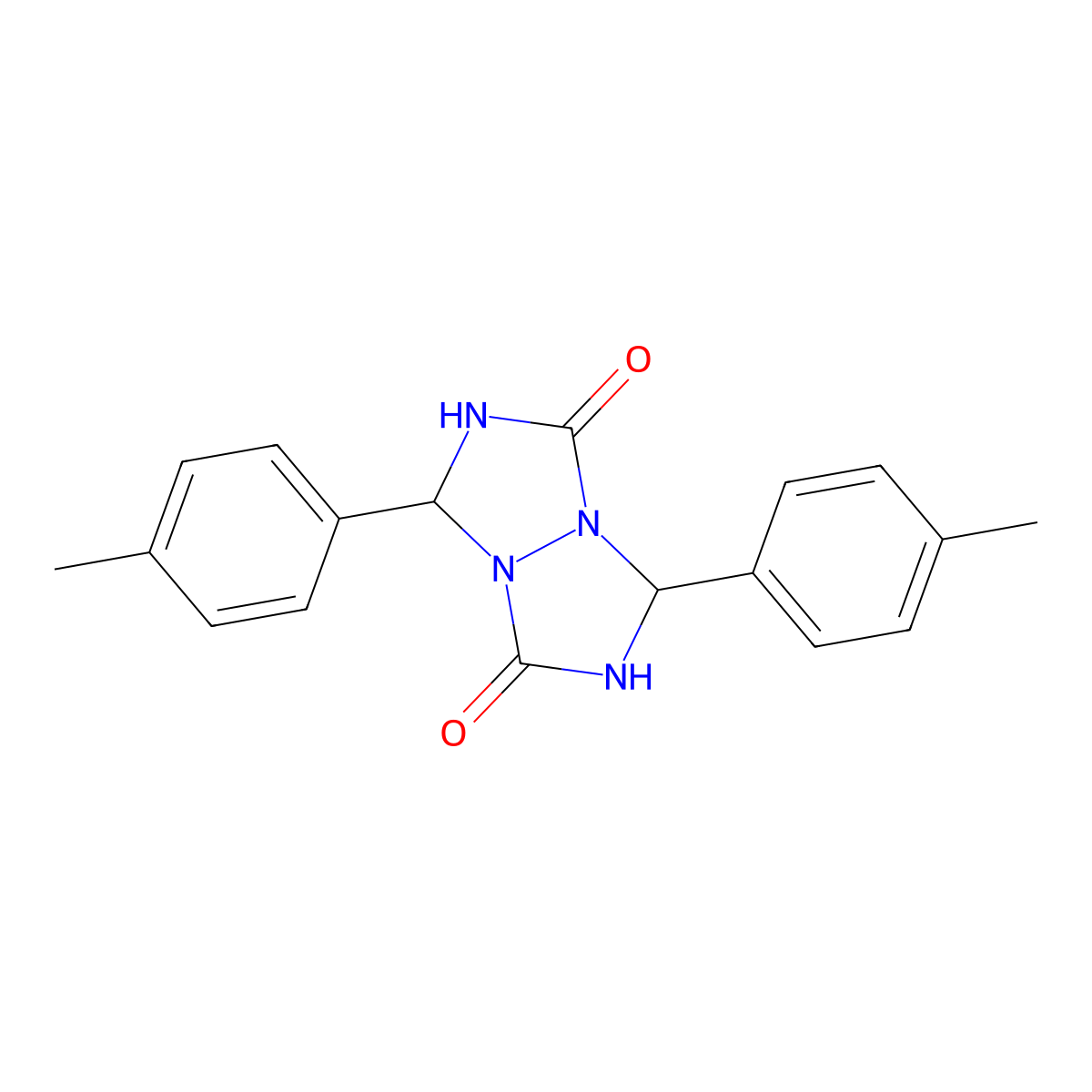 3,7-Bis(4-methylphenyl)tetrahydro-1H,5H-(1,2,4)triazolo(1,2-a)(1,2,4)triazole-1,5-dione molecular structure, CAS 62442-20-0