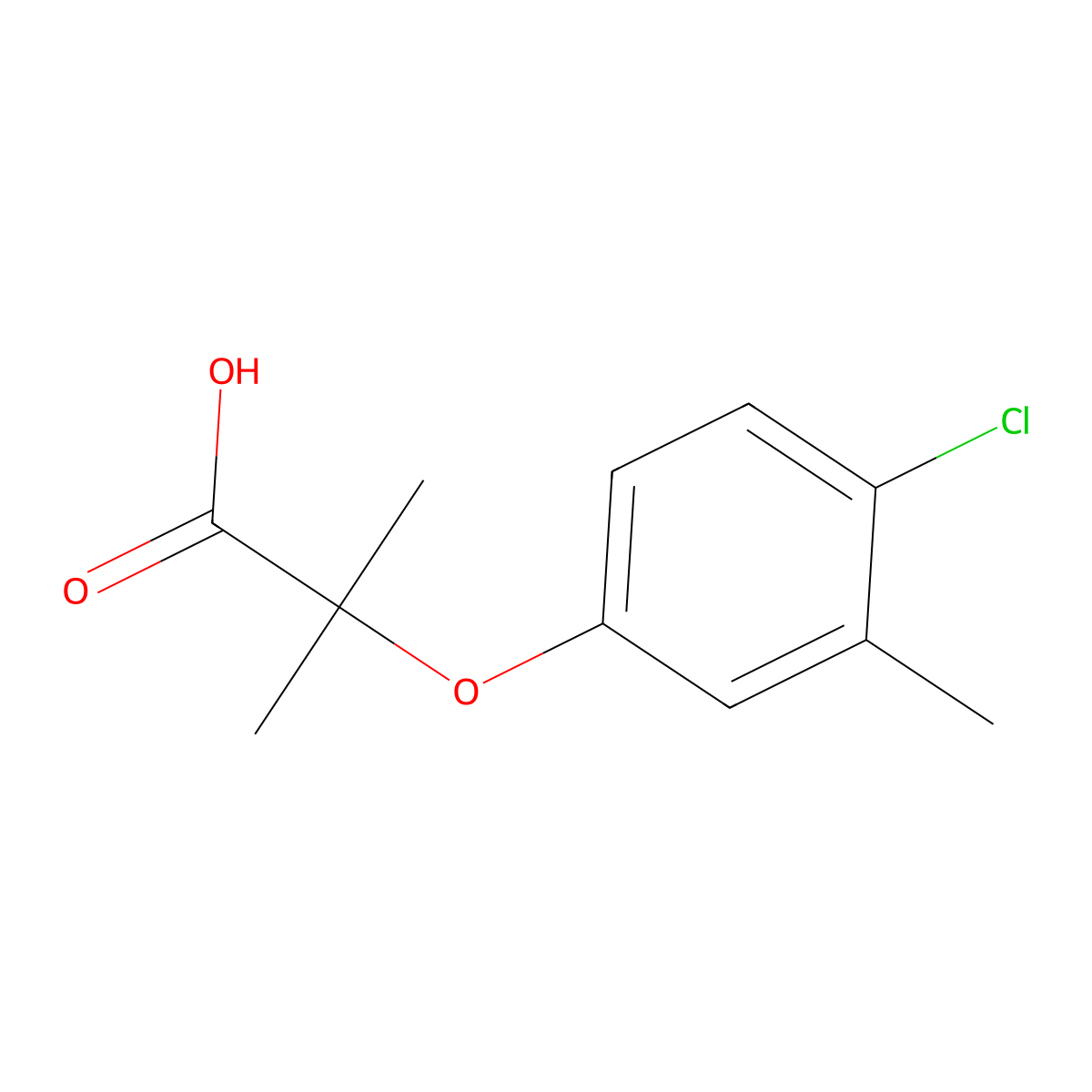 Propanoic acid, 2-(4-chloro-3-methylphenoxy)-2-methyl- molecular structure, CAS 62443-89-4