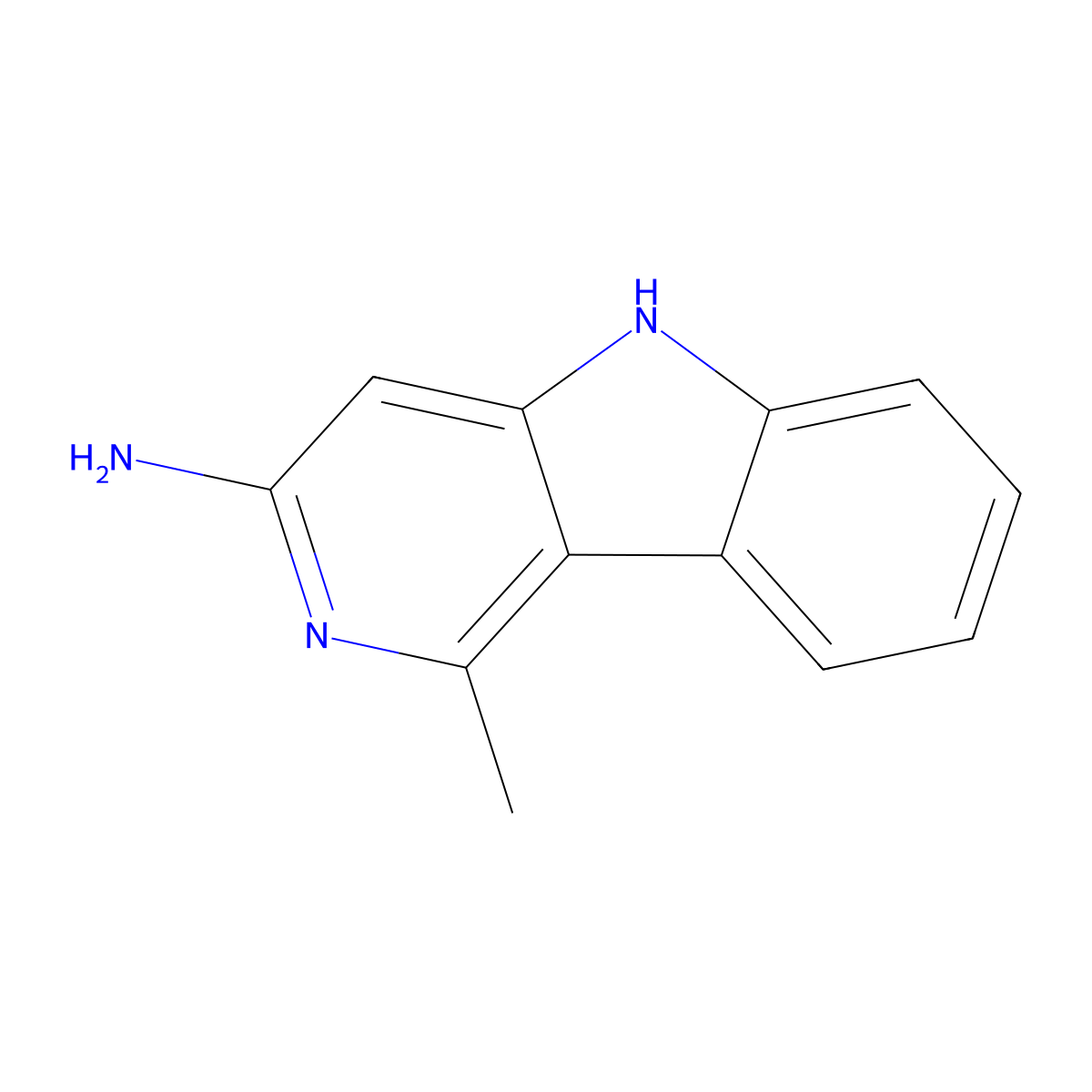 3-Amino-1-methyl-5H-pyrido(4,3-b)indole molecular structure, CAS 62450-07-1