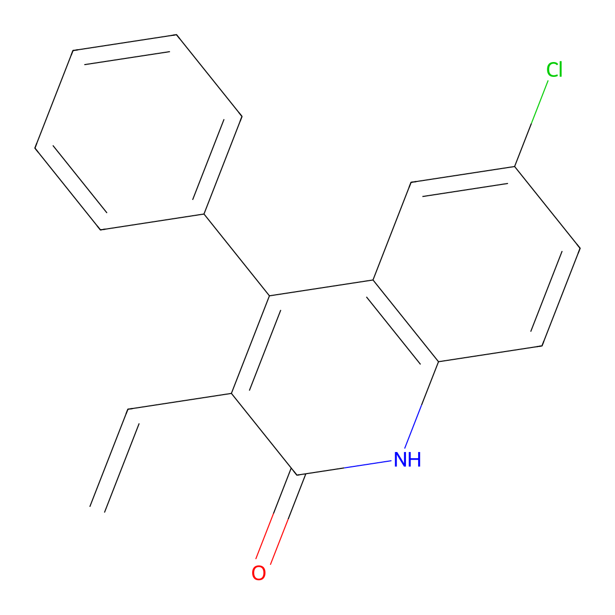 6-chloro-4-phenyl-3-vinylquinolin-2(1H)-one molecular structure, CAS 62452-22-6