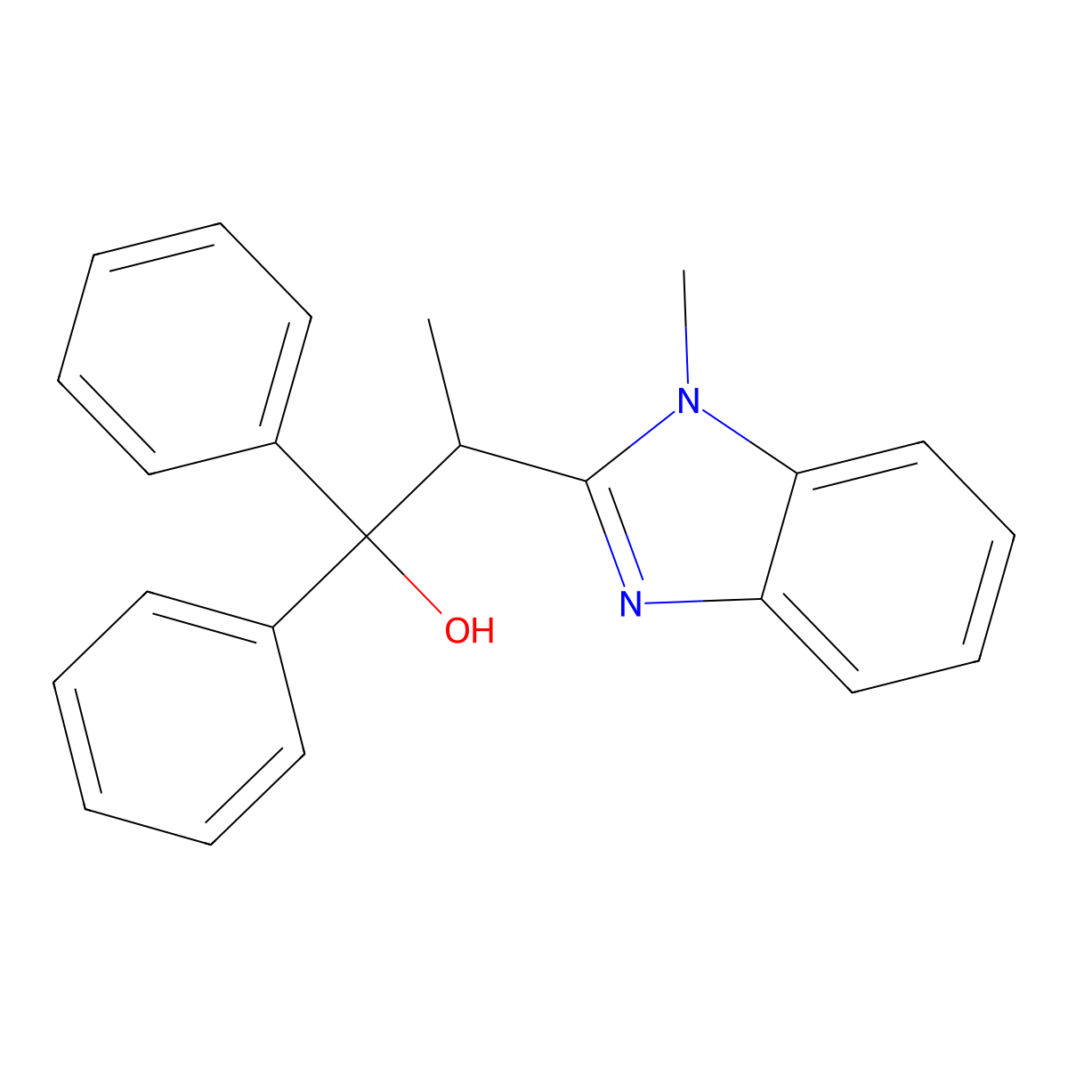 2-(1-Methylbenzimidazol-2-yl)-1,1-diphenylpropan-1-ol molecular structure, CAS 62454-65-3