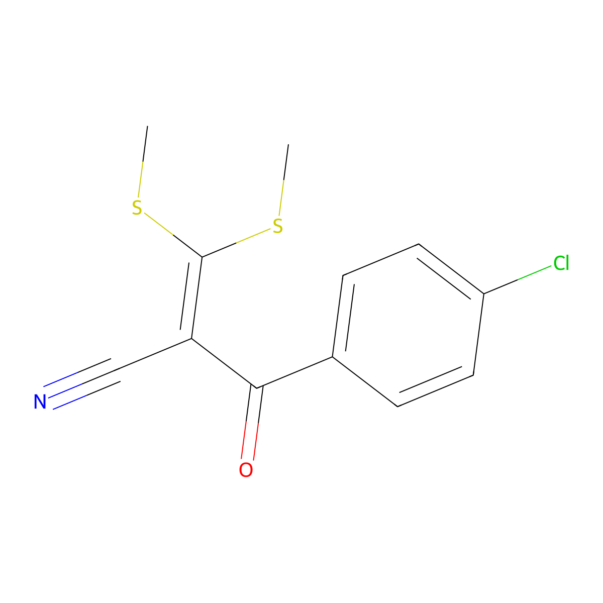 2-(4-Chlorobenzoyl)-3,3-bis(methylsulfanyl)prop-2-enenitrile molecular structure, CAS 62455-56-5