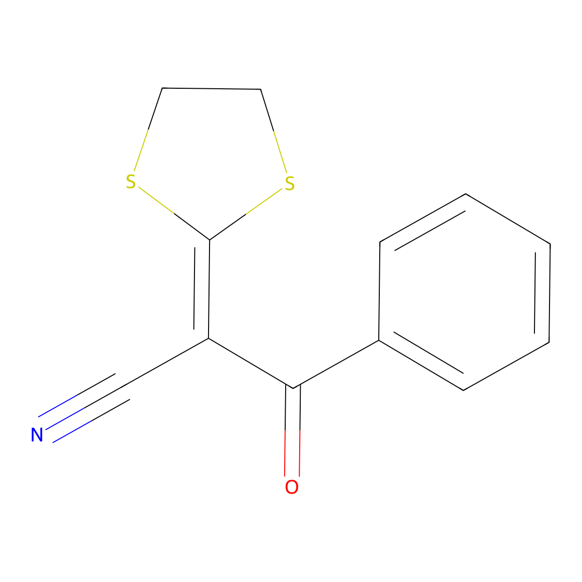 alpha-1,3-Dithiolan-2-ylidene-beta-oxobenzenepropanenitrile molecular structure, CAS 62455-58-7