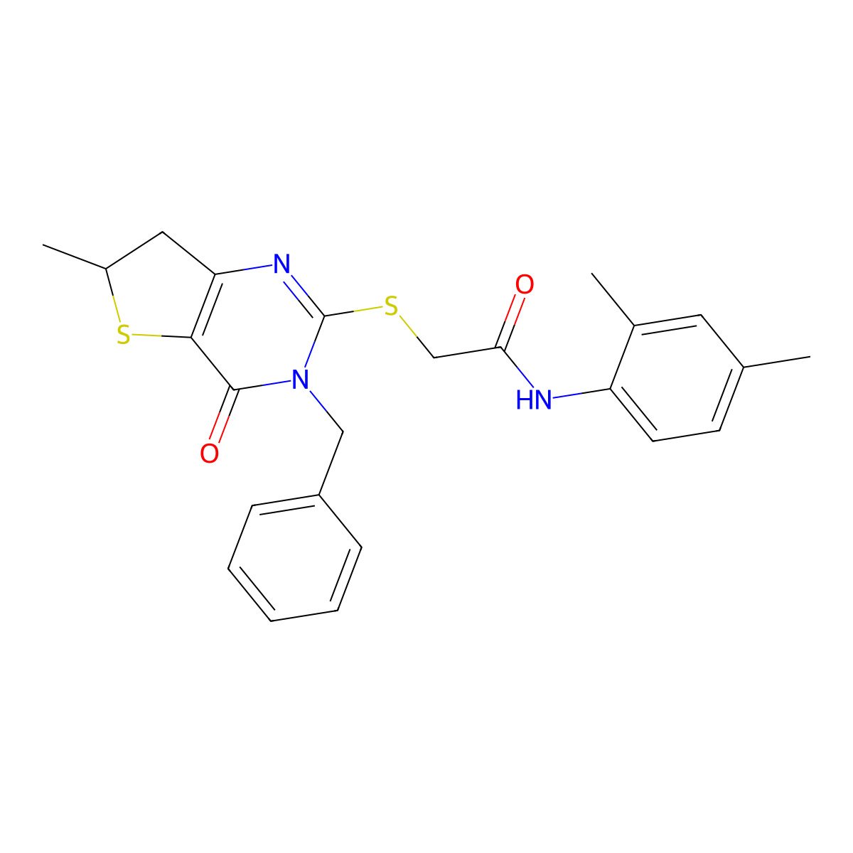 2-[(3-benzyl-6-methyl-4-oxo-6,7-dihydrothieno[3,2-d]pyrimidin-2-yl)sulfanyl]-N-(2,4-dimethylphenyl)acetamide molecular structure, CAS 6246-92-0