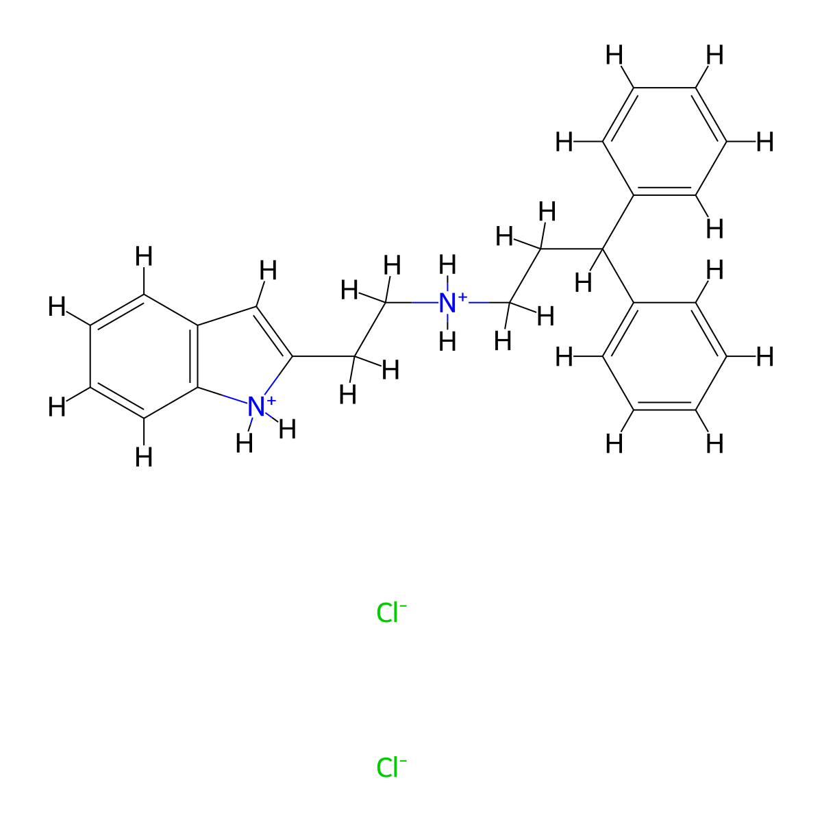 Indole, 2-(2-((3,3-diphenylpropyl)amino)ethyl)-, dihydrochloride molecular structure, CAS 62469-20-9