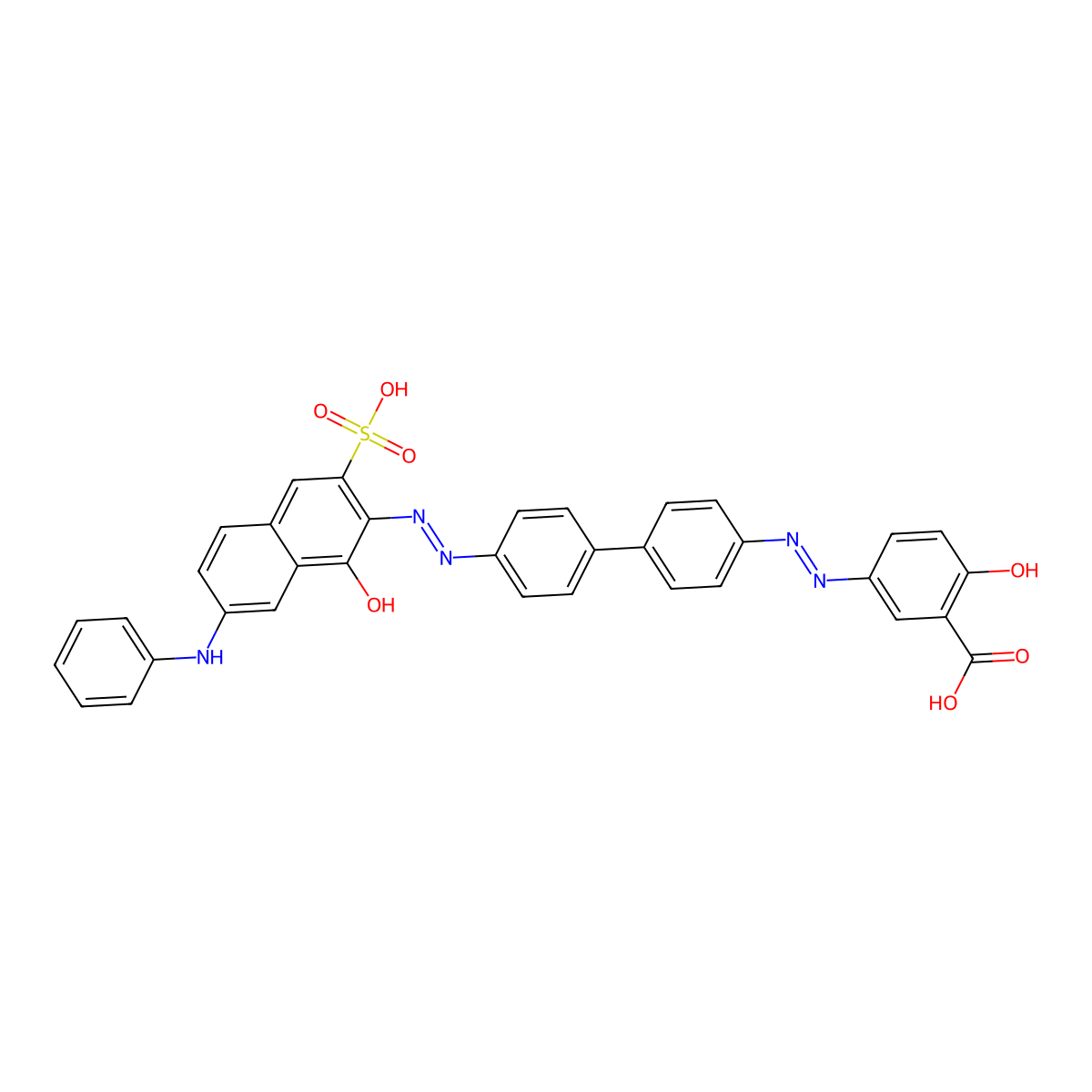 Benzoic acid, 2-hydroxy-5-((4'-((1-hydroxy-7-(phenylamino)-3-sulfo-2-naphthalenyl)azo)(1,1'-biphenyl)-4-yl)azo)-, disodium salt molecular structure, CAS 6247-51-4