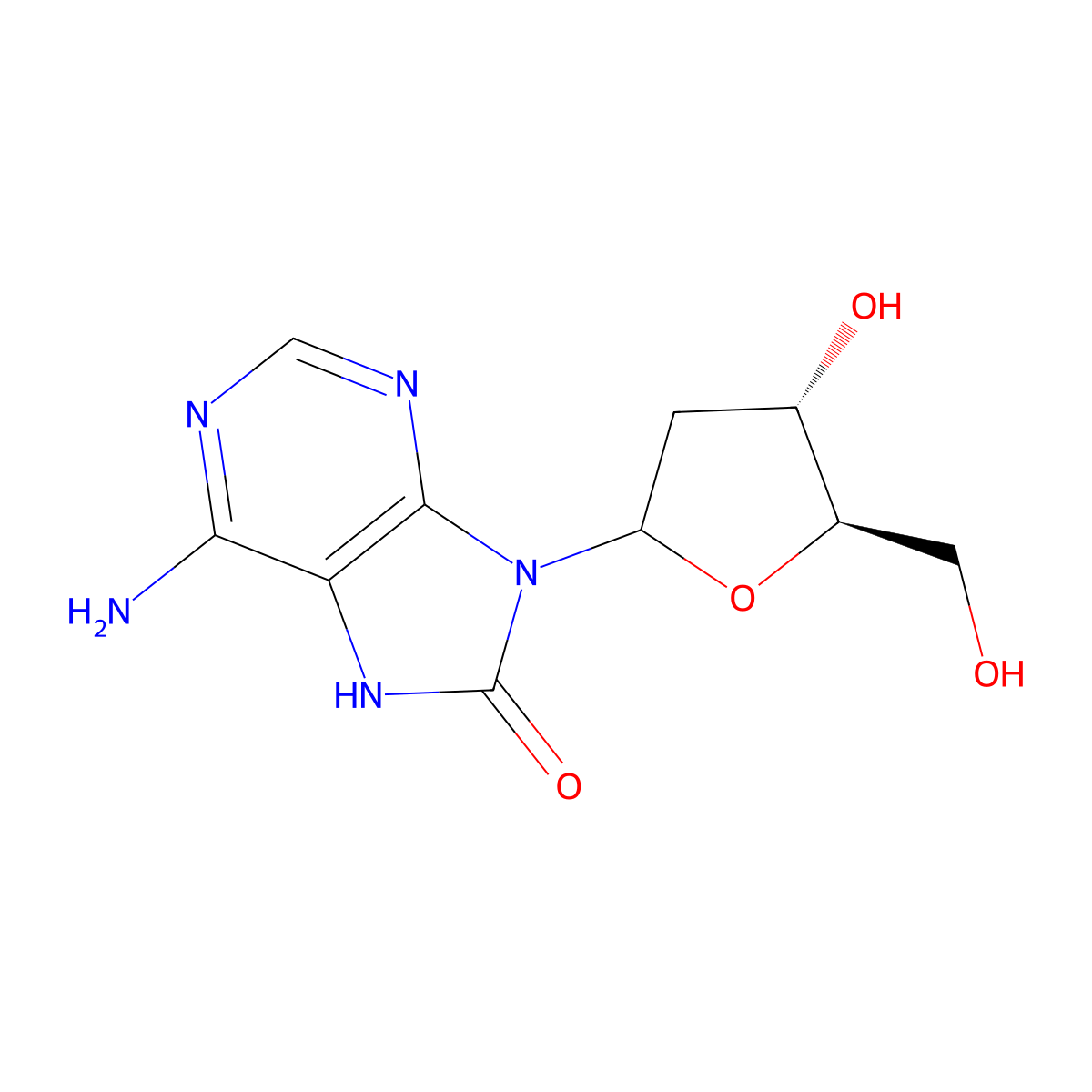 2'-Deoxy-7,8-dihydro-8-oxoadenosine molecular structure, CAS 62471-63-0