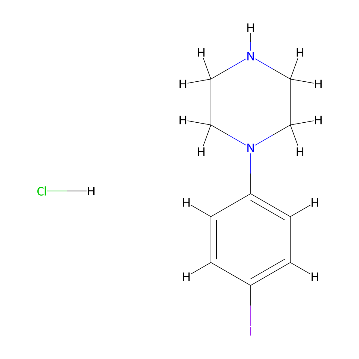 1-(4-Iodophenyl)piperazine hydrochloride molecular structure, CAS 624726-35-8