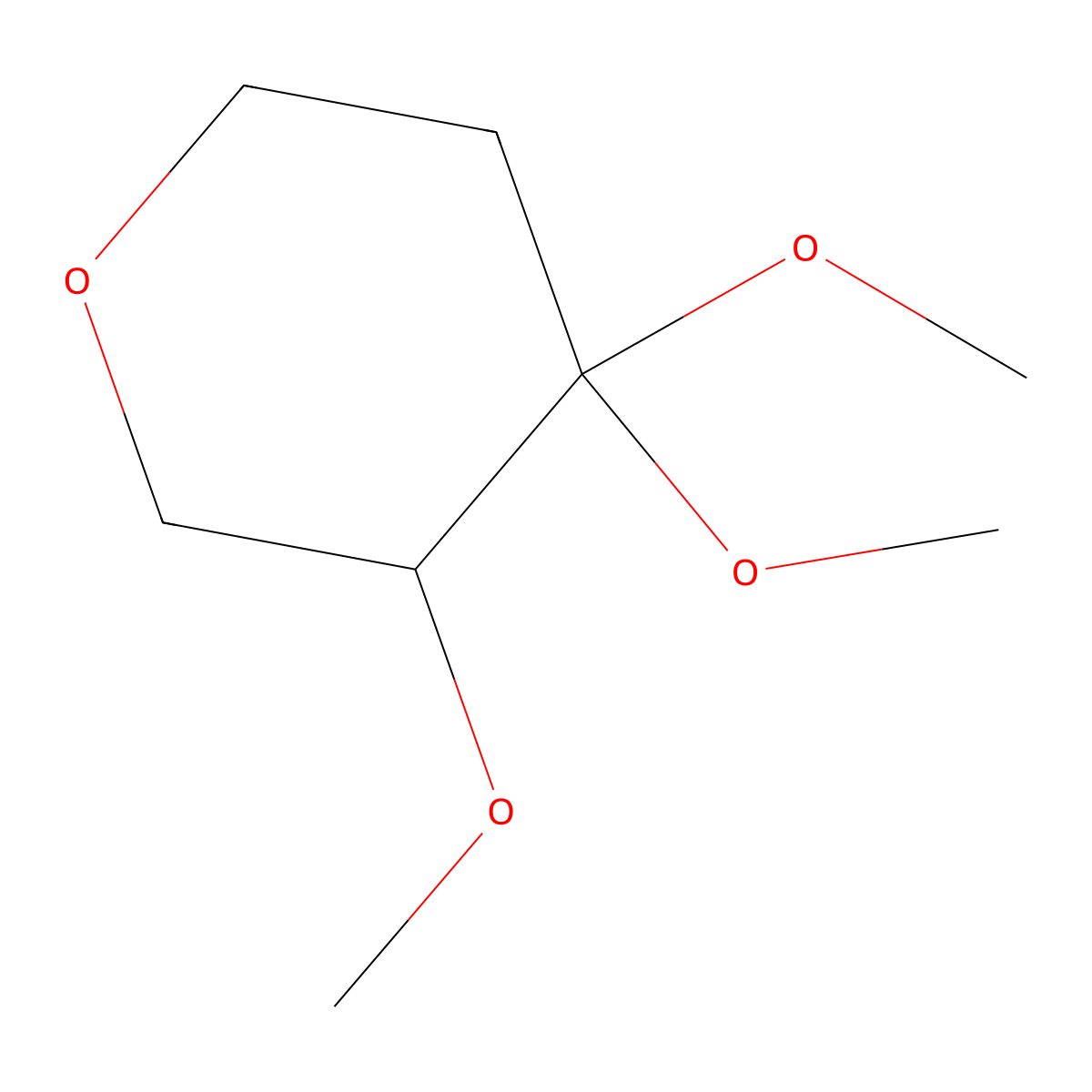 3,4,4-Trimethoxyoxane molecular structure, CAS 624734-16-3