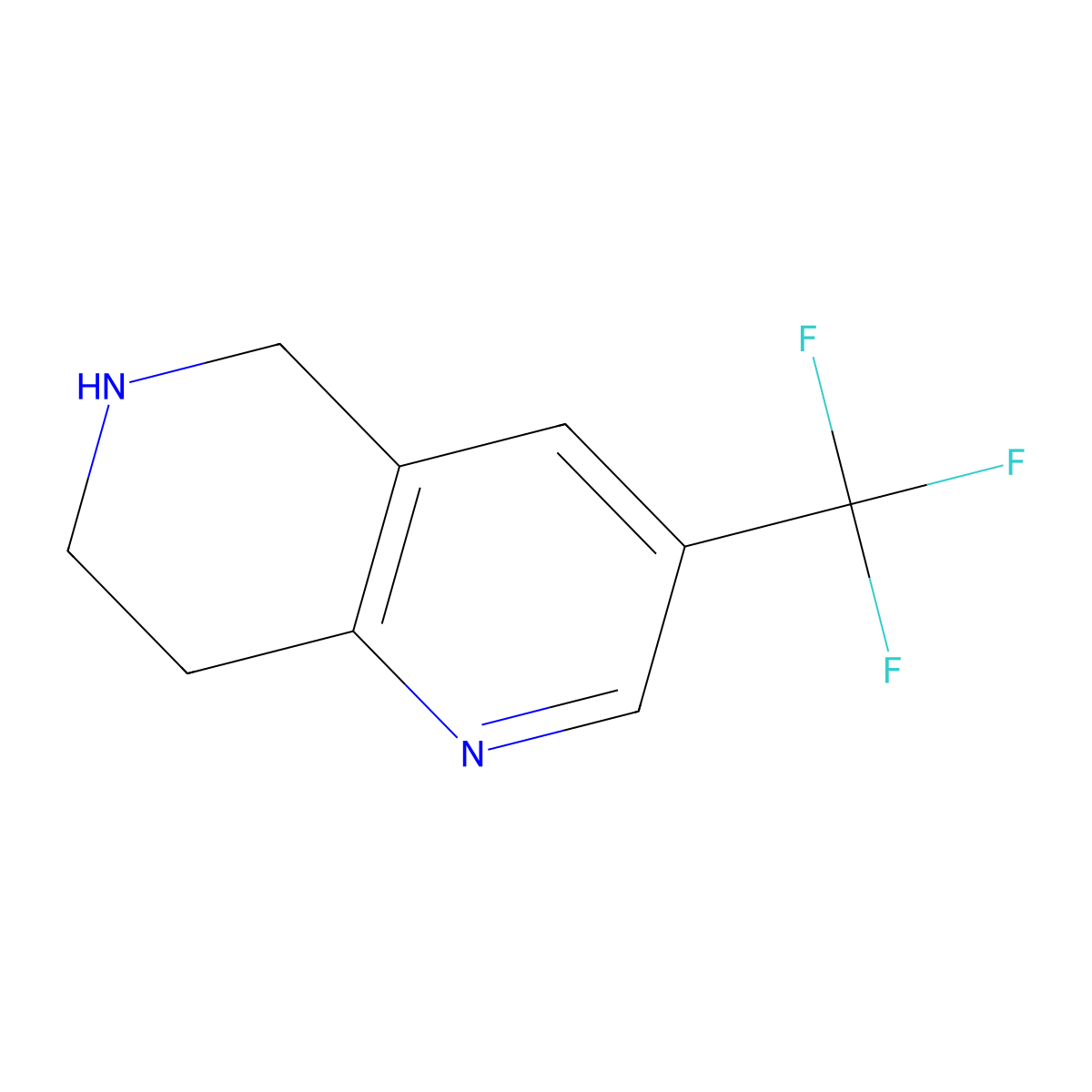 5,6,7,8-Tetrahydro-3-(trifluoromethyl)-1,6-naphthyridine molecular structure, CAS 624734-27-6