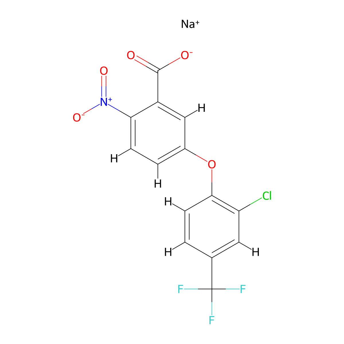 Acifluorfen sodium molecular structure, CAS 62476-59-9
