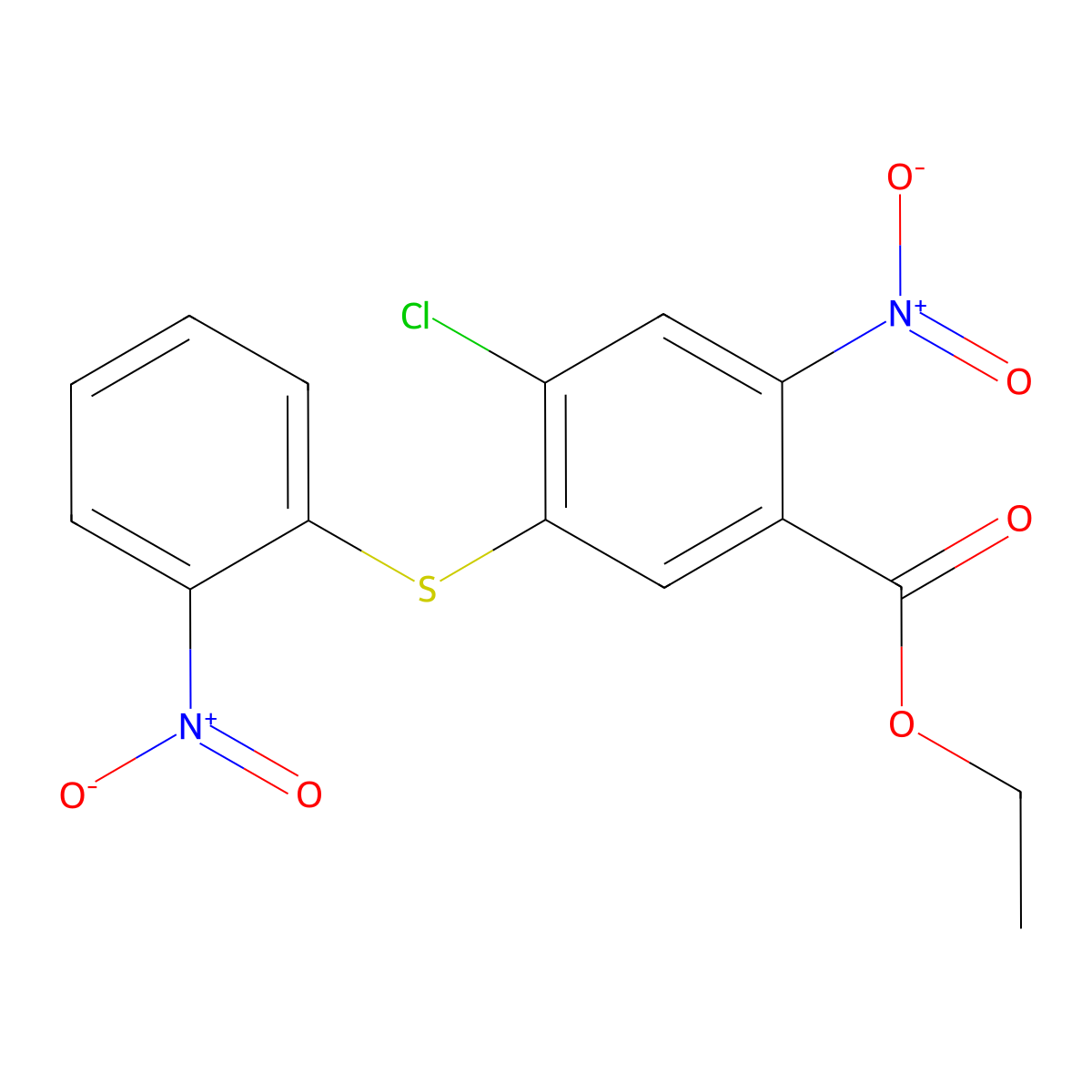Ethyl 4-chloro-2-nitro-5-[(2-nitrophenyl)sulfanyl]benzoate molecular structure, CAS 62486-40-2