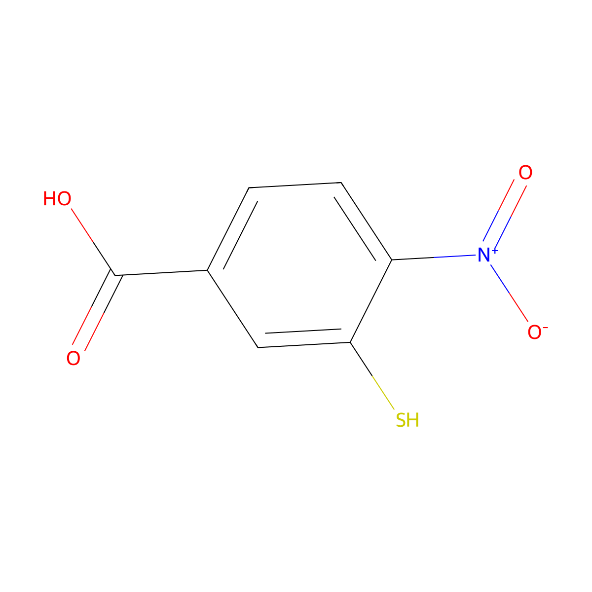 3-Mercapto-4-nitrobenzoic acid molecular structure, CAS 62486-43-5