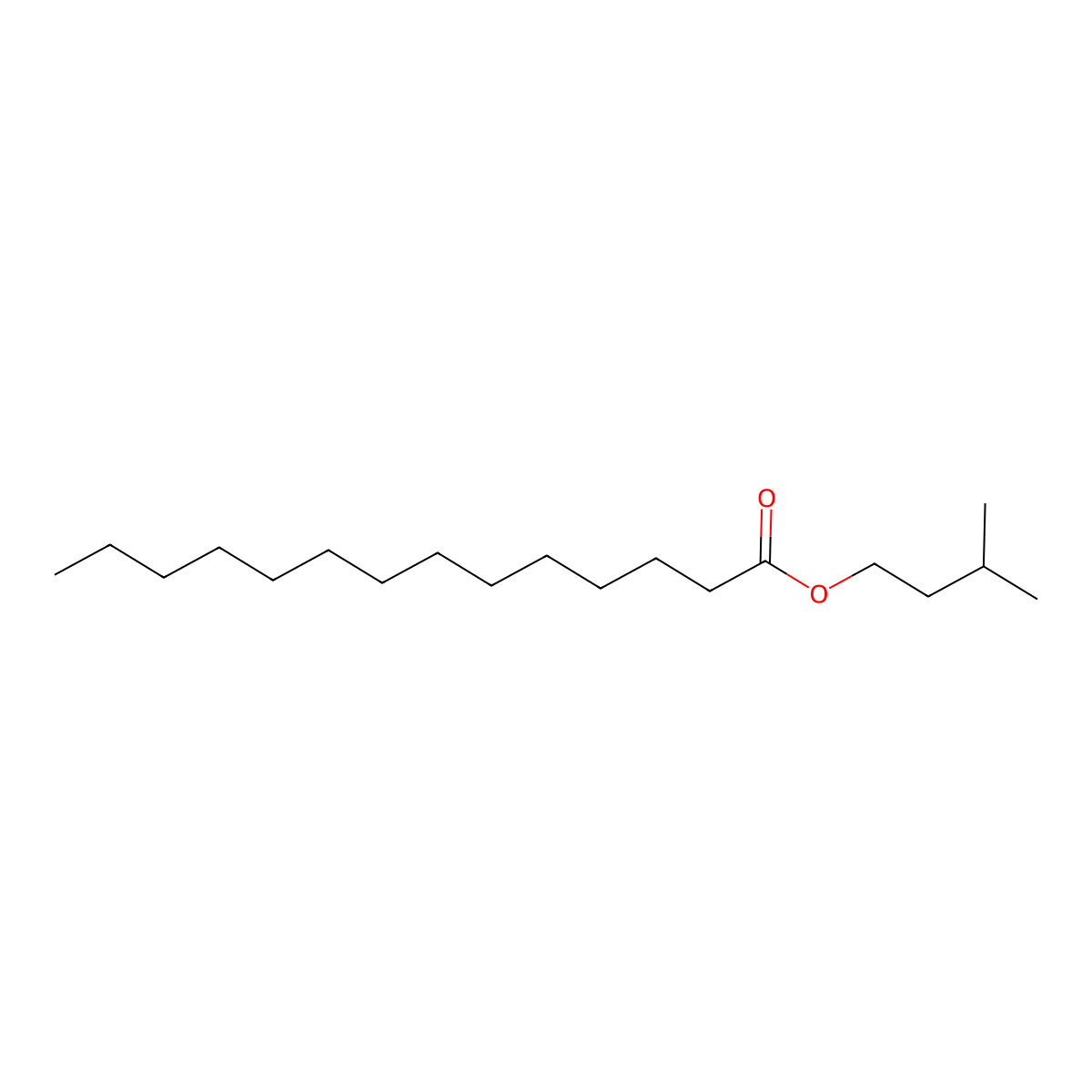 Isoamyl myristate molecular structure, CAS 62488-24-8