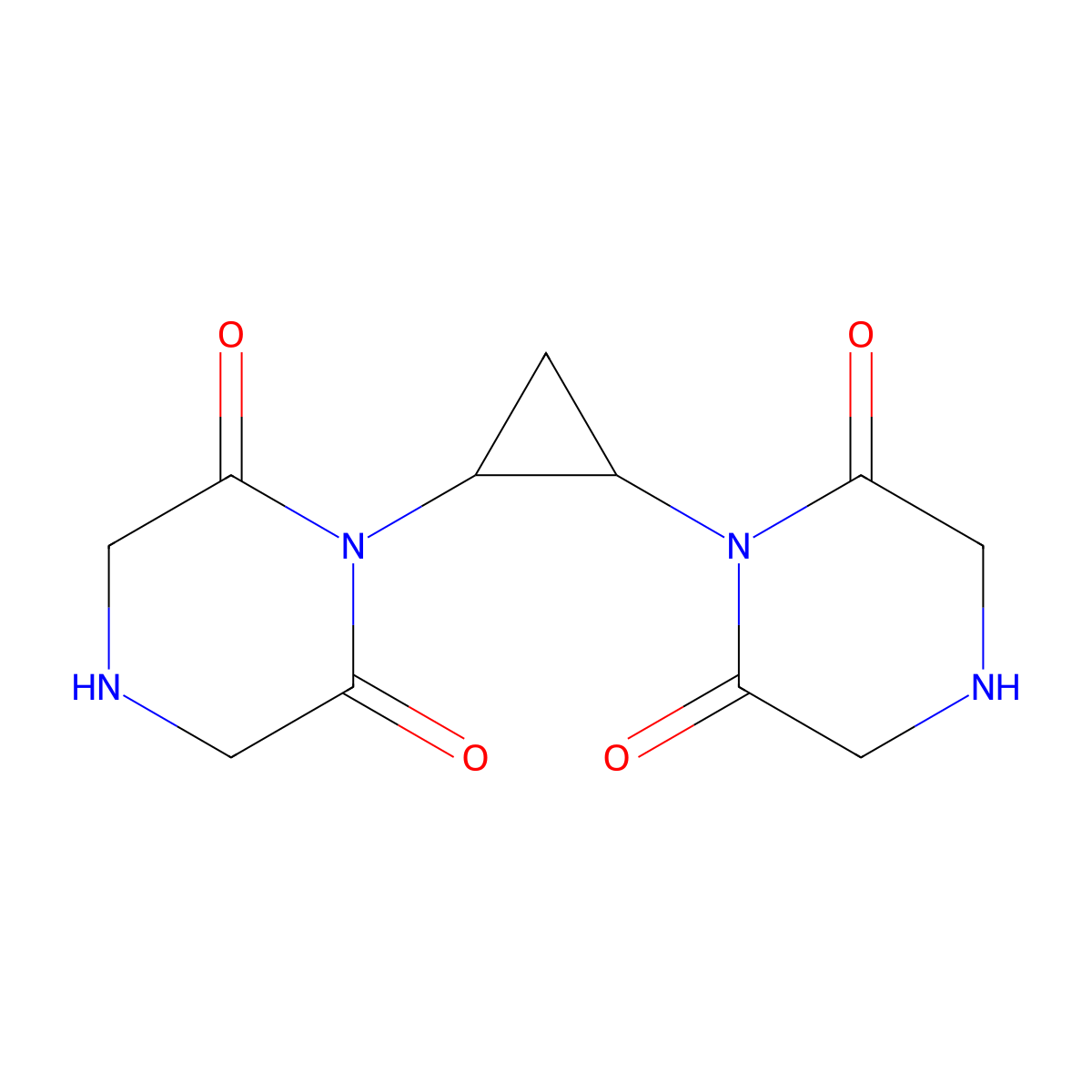 1,1'-(1,2-Cyclopropanediyl)bis(2,6-piperazinedione) molecular structure, CAS 62490-99-7