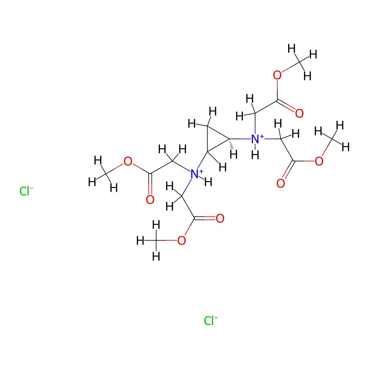 Glycine, N,N'-1,2-cyclopropanediylbis(N-(2-methoxy-2-oxoethyl)-, dimethyl ester, dihydrochloride, trans- molecular structure, CAS 62491-03-6