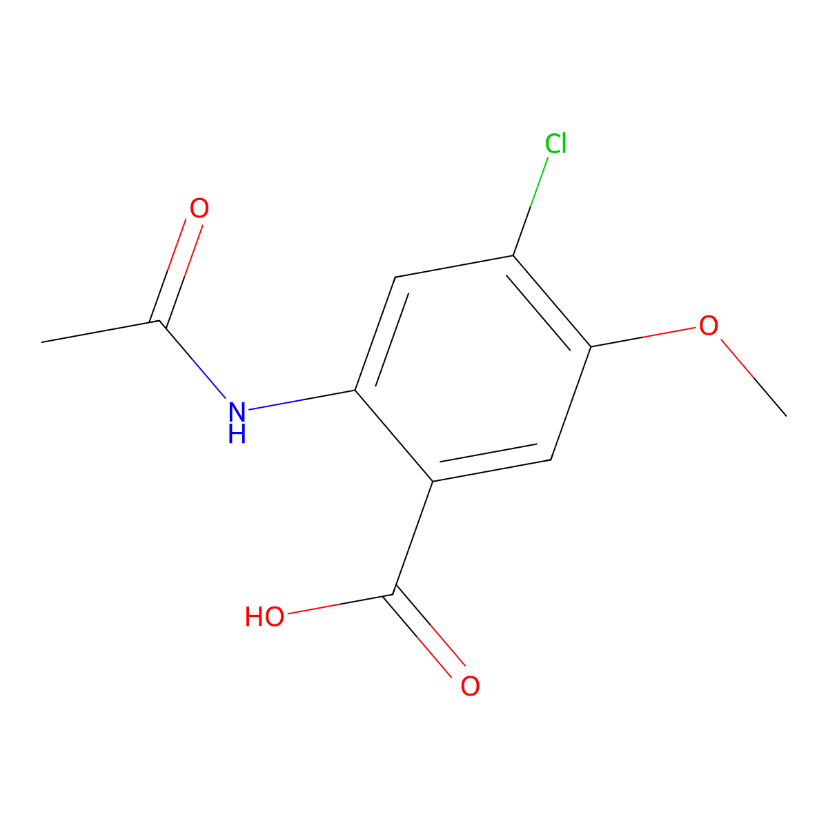 2-Acetamido-4-chloro-5-methoxybenzoic acid molecular structure, CAS 62492-48-2