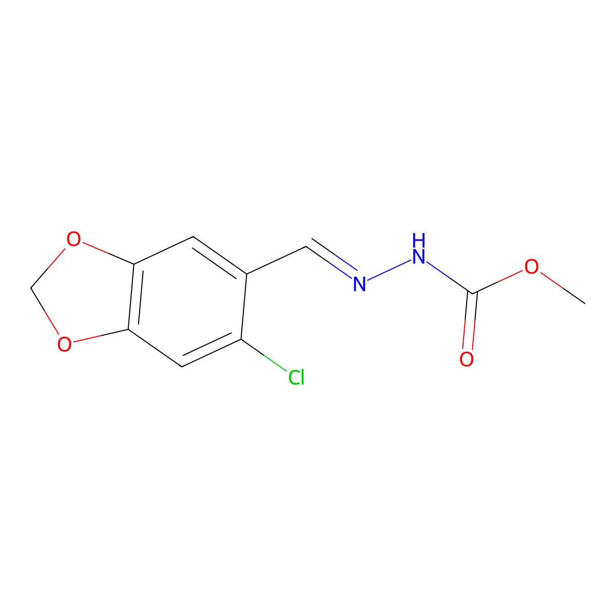 Methyl N-[(6-chlorobenzo[1,3]dioxol-5-YL)methylideneamino]carbamate molecular structure, CAS 6250-16-4