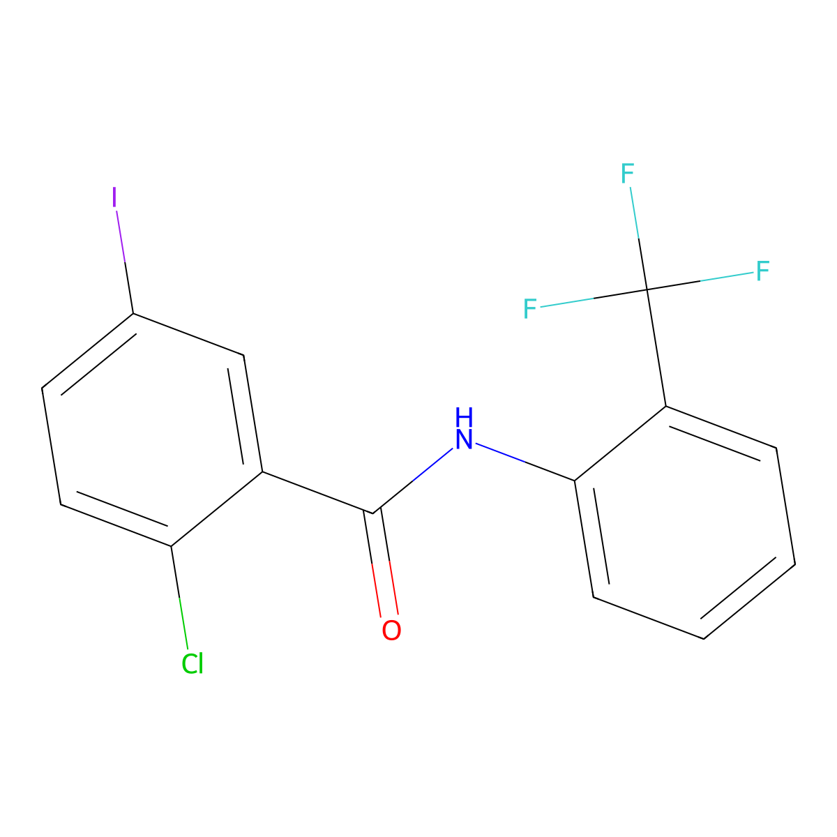 2-chloro-5-iodo-N-[2-(trifluoromethyl)phenyl]benzamide molecular structure, CAS 6250-81-3