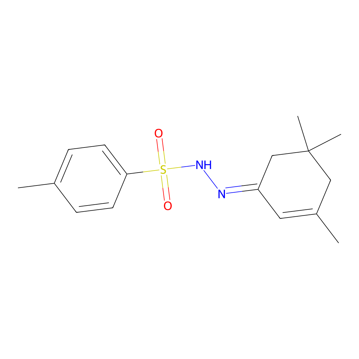 4-methyl-N'-(3,5,5-trimethylcyclohex-2-en-1-ylidene)benzenesulfonohydrazide molecular structure, CAS 62505-87-7
