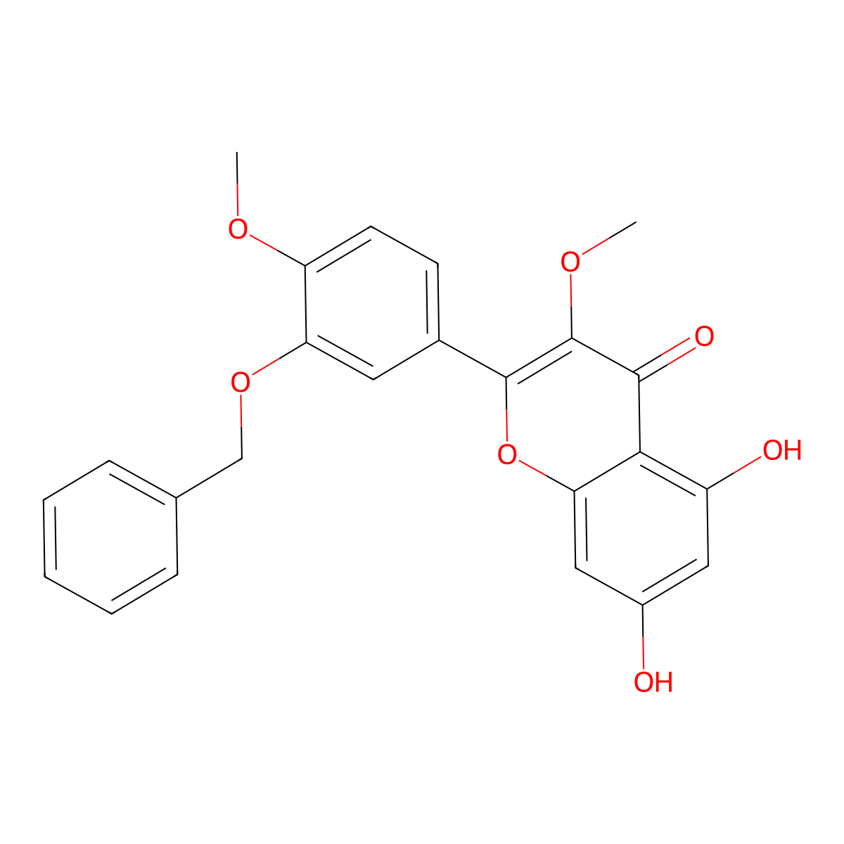 3'-Benzyloxy-5,7-dihydroxy-3,4'-dimethoxyflavone molecular structure, CAS 62507-01-1
