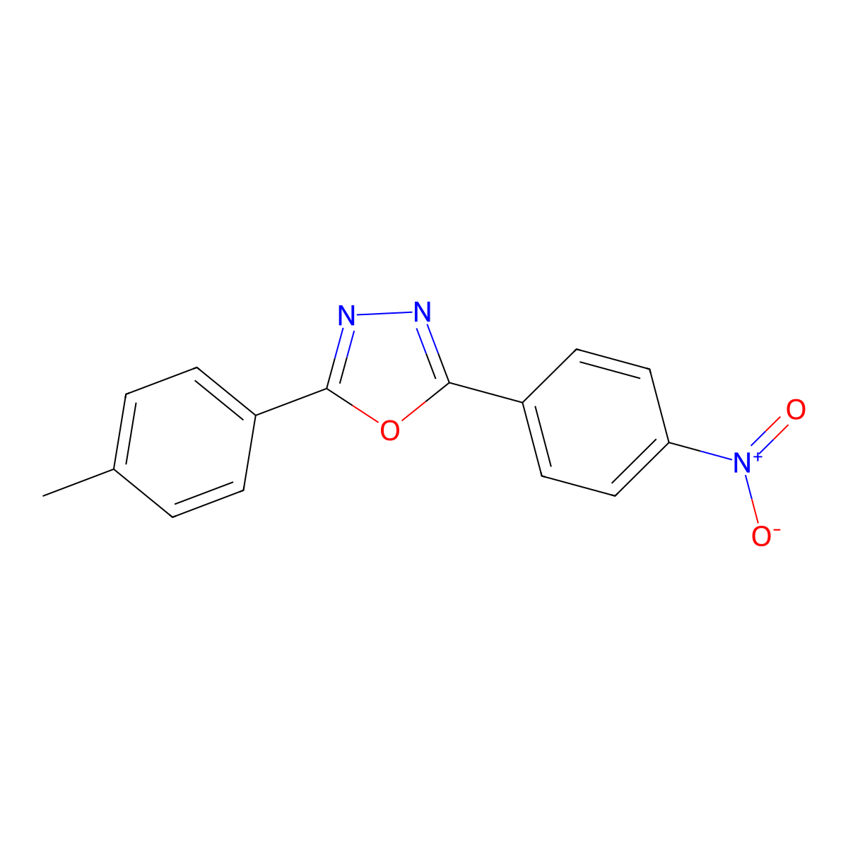 2-(4-Methylphenyl)-5-(4-nitrophenyl)-1,3,4-oxadiazole molecular structure, CAS 62507-52-2
