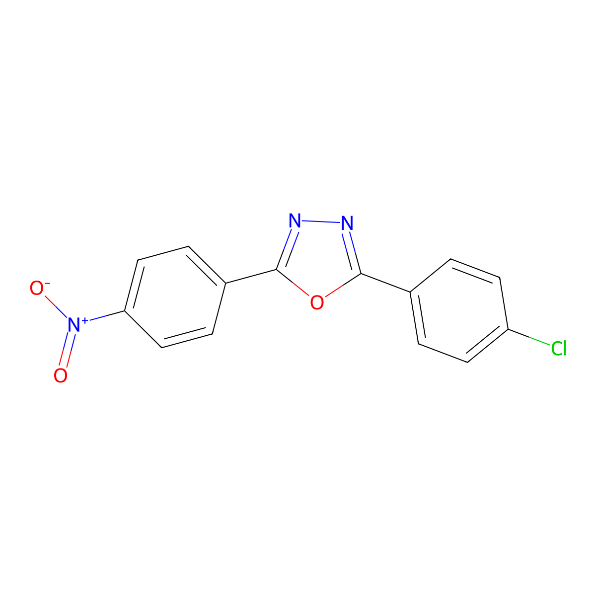 2-(4-Chlorophenyl)-5-(4-nitrophenyl)-1,3,4-oxadiazole molecular structure, CAS 62507-54-4