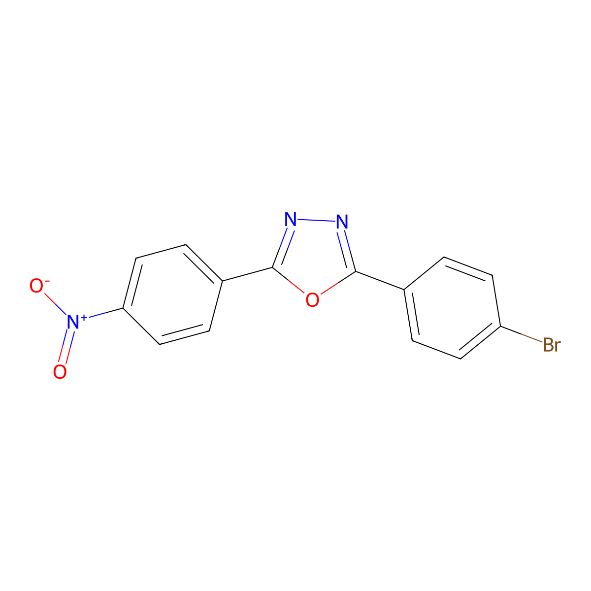 2-(4-Bromophenyl)-5-(4-nitrophenyl)-1,3,4-oxadiazole molecular structure, CAS 62507-55-5