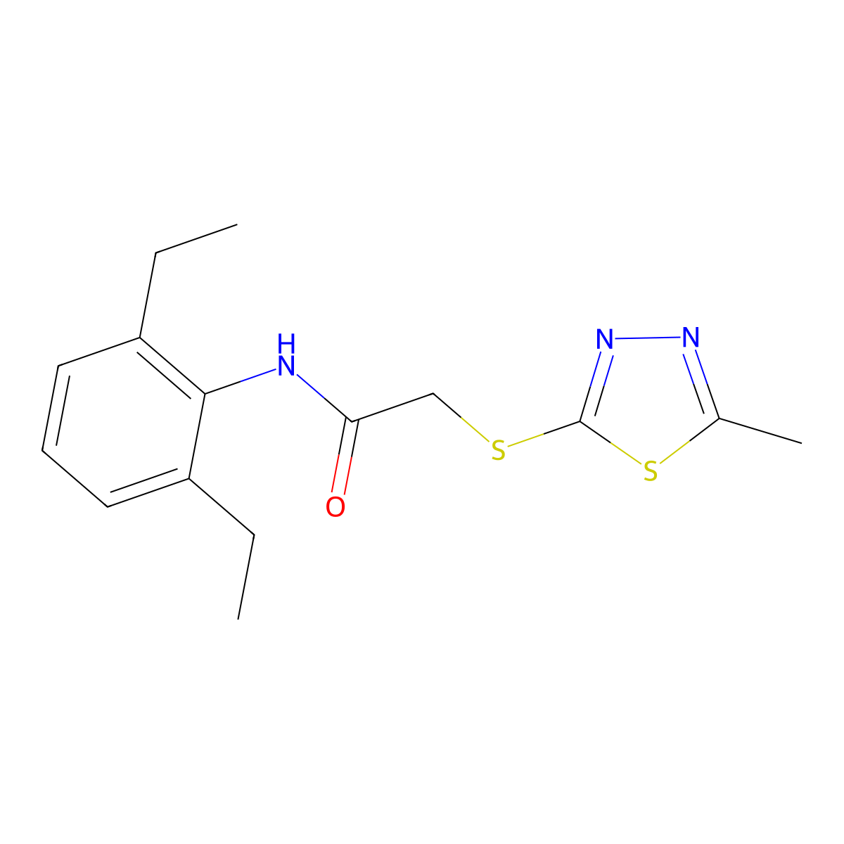 N-(2,6-diethylphenyl)-2-[(5-methyl-1,3,4-thiadiazol-2-yl)sulfanyl]acetamide molecular structure, CAS 625078-68-4