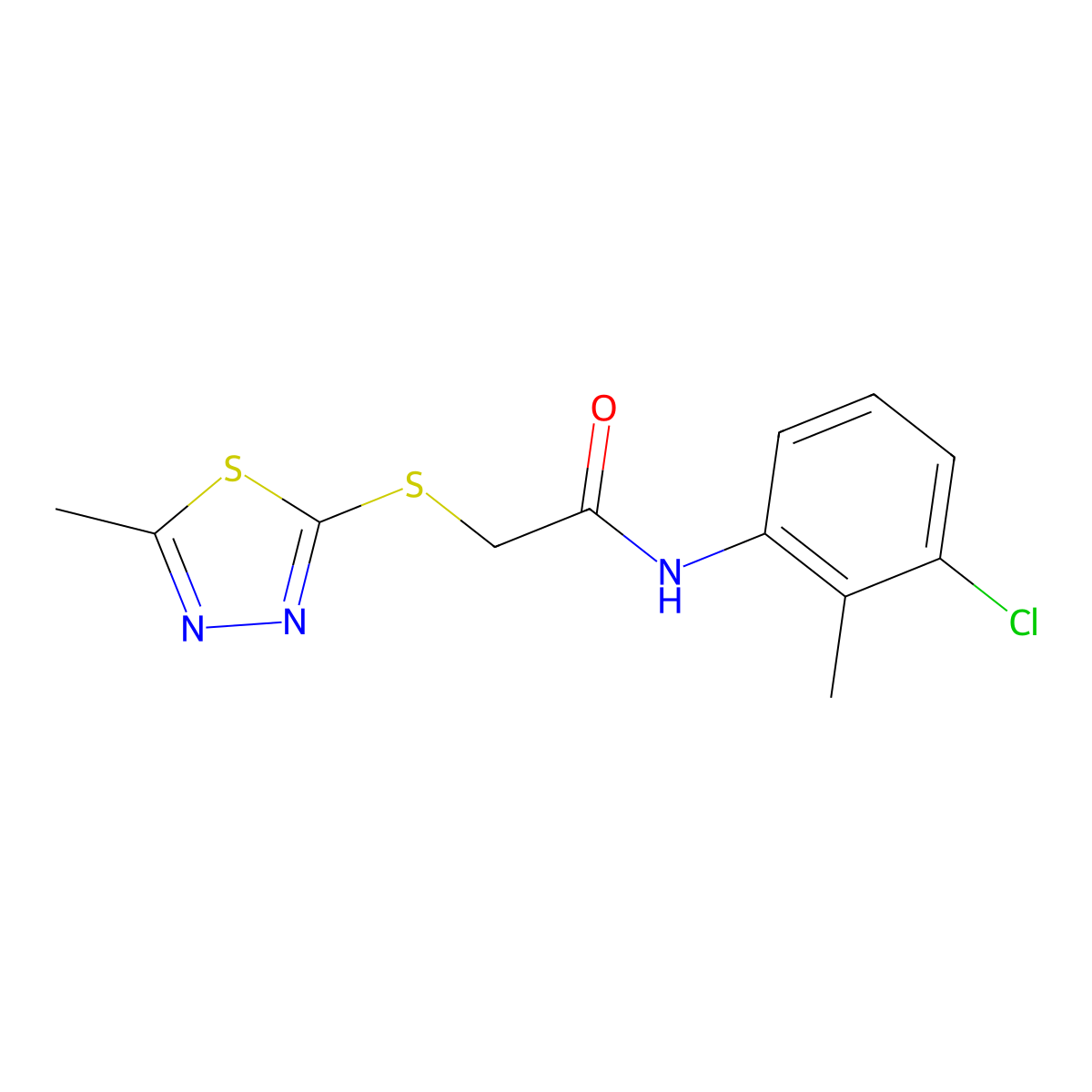 N-(3-chloro-2-methylphenyl)-2-[(5-methyl-1,3,4-thiadiazol-2-yl)sulfanyl]acetamide molecular structure, CAS 625078-69-5