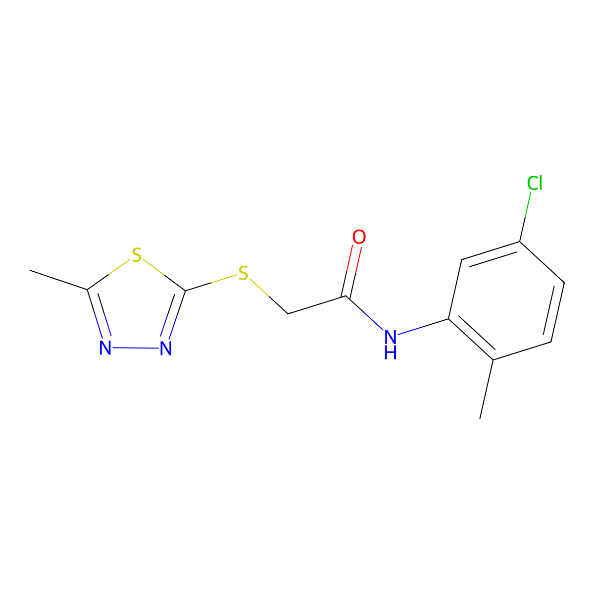 N-(5-chloro-2-methylphenyl)-2-[(5-methyl-1,3,4-thiadiazol-2-yl)sulfanyl]acetamide molecular structure, CAS 625078-70-8