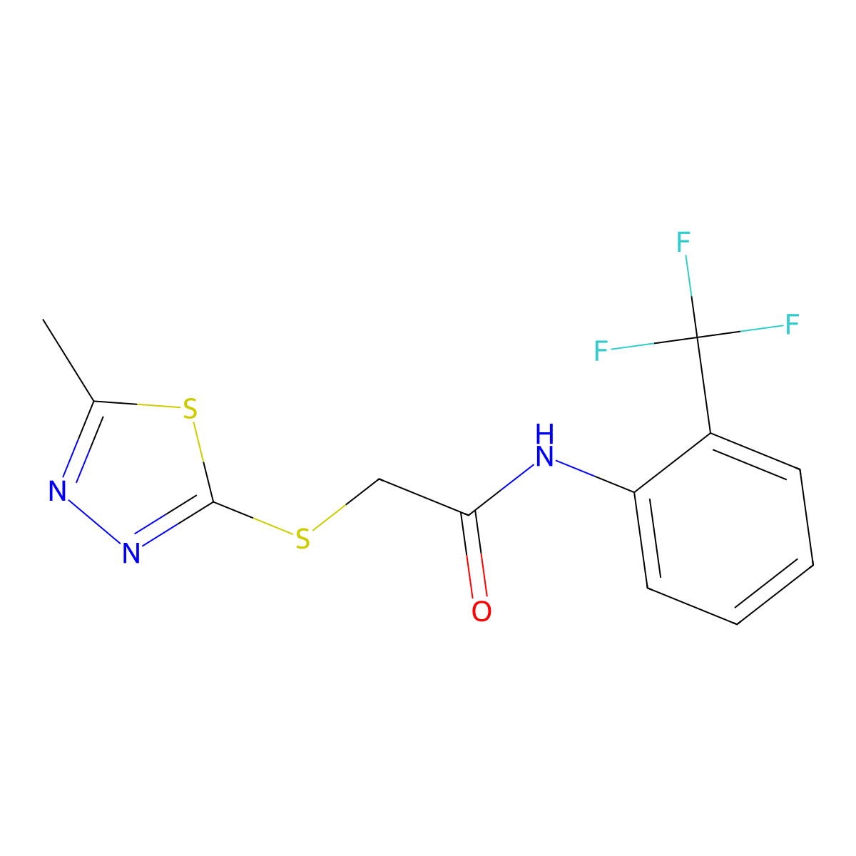 2-[(5-methyl-1,3,4-thiadiazol-2-yl)sulfanyl]-N-[2-(trifluoromethyl)phenyl]acetamide molecular structure, CAS 625078-71-9