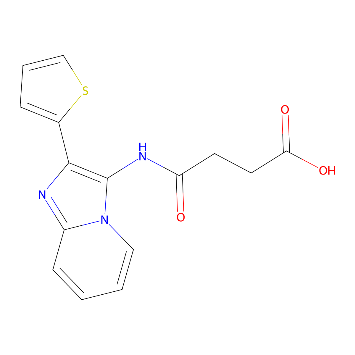 3-{[2-(Thiophen-2-yl)imidazo[1,2-a]pyridin-3-yl]carbamoyl}propanoic acid molecular structure, CAS 625078-78-6