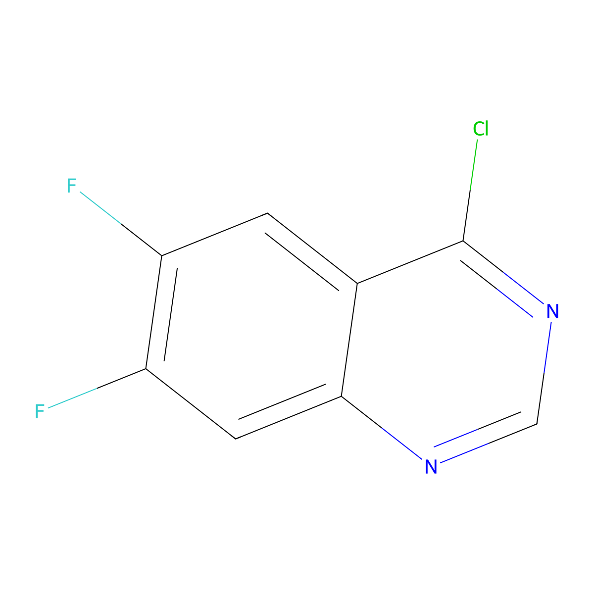 4-Chloro-6,7-difluoroquinazoline molecular structure, CAS 625080-60-6