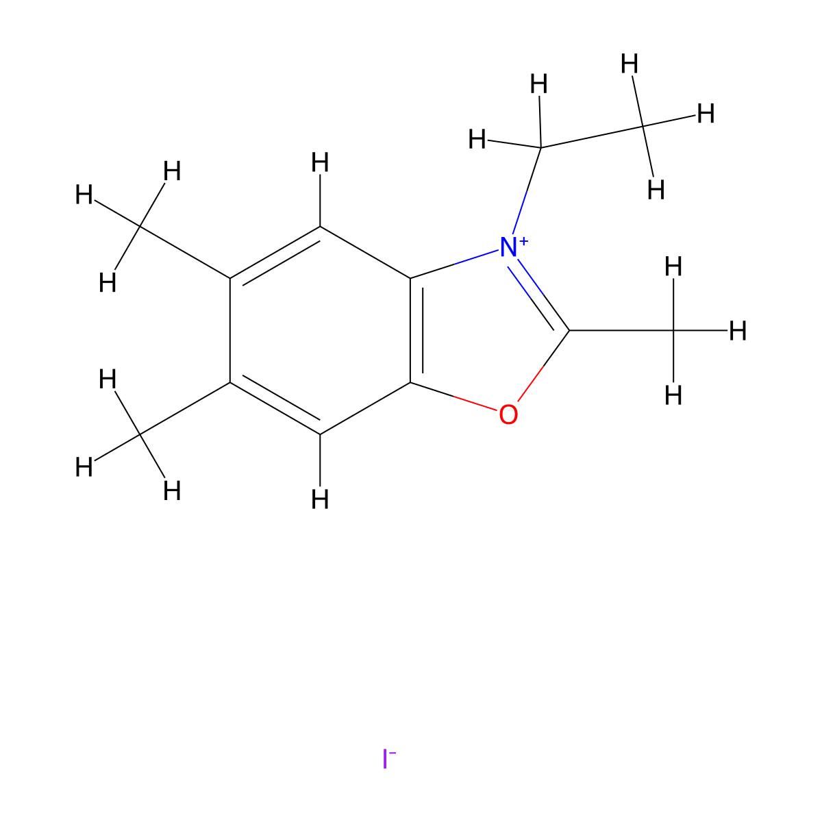 Benzoxazolium, 3-ethyl-2,5,6-trimethyl-, iodide (1:1) molecular structure, CAS 62509-87-9