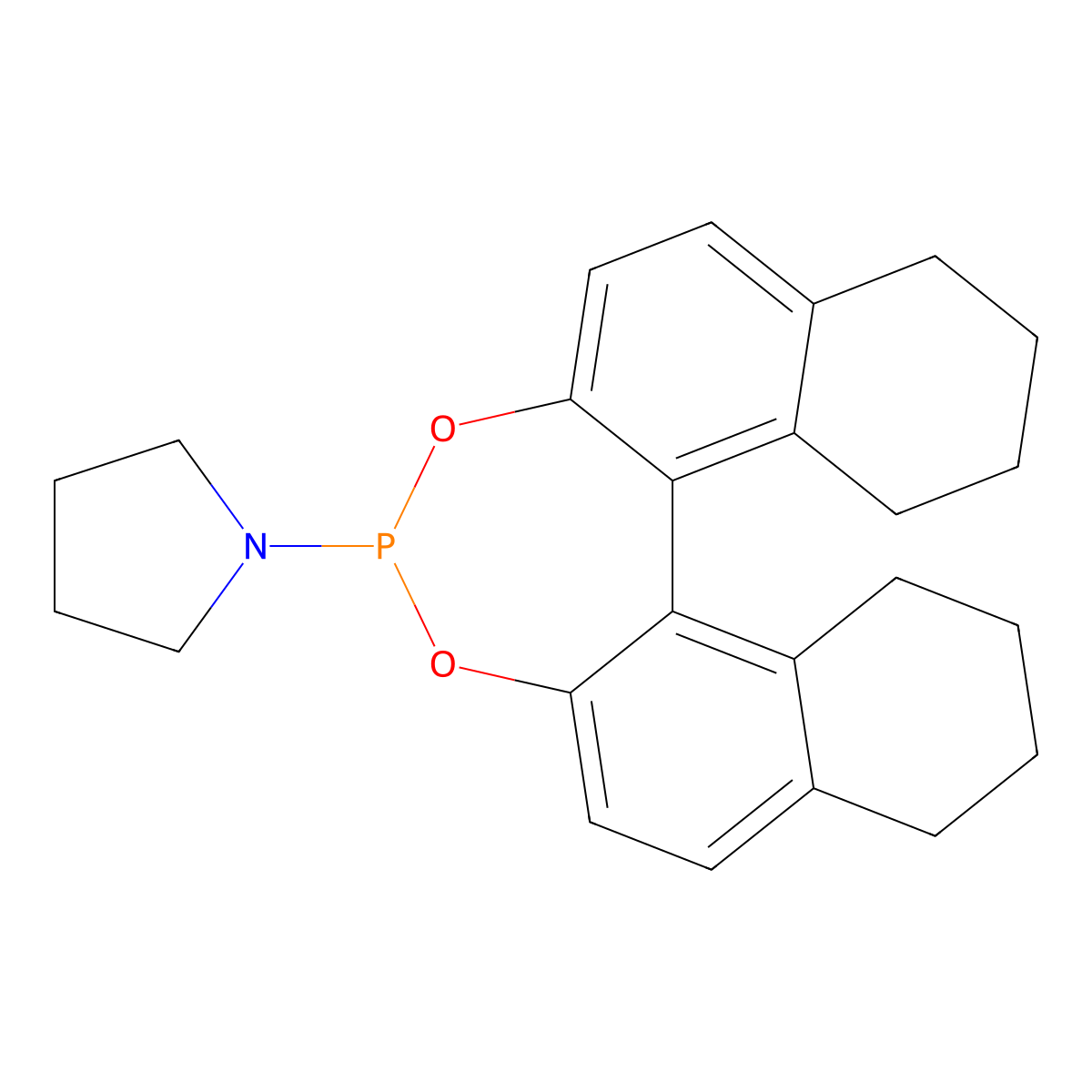 1-((11bS)-8,9,10,11,12,13,14,15-Octahydrodinaphtho[2,1-d:1',2'-f][1,3,2]dioxaphosphepin-4-yl)pyrrolidine molecular structure, CAS 625090-99-5