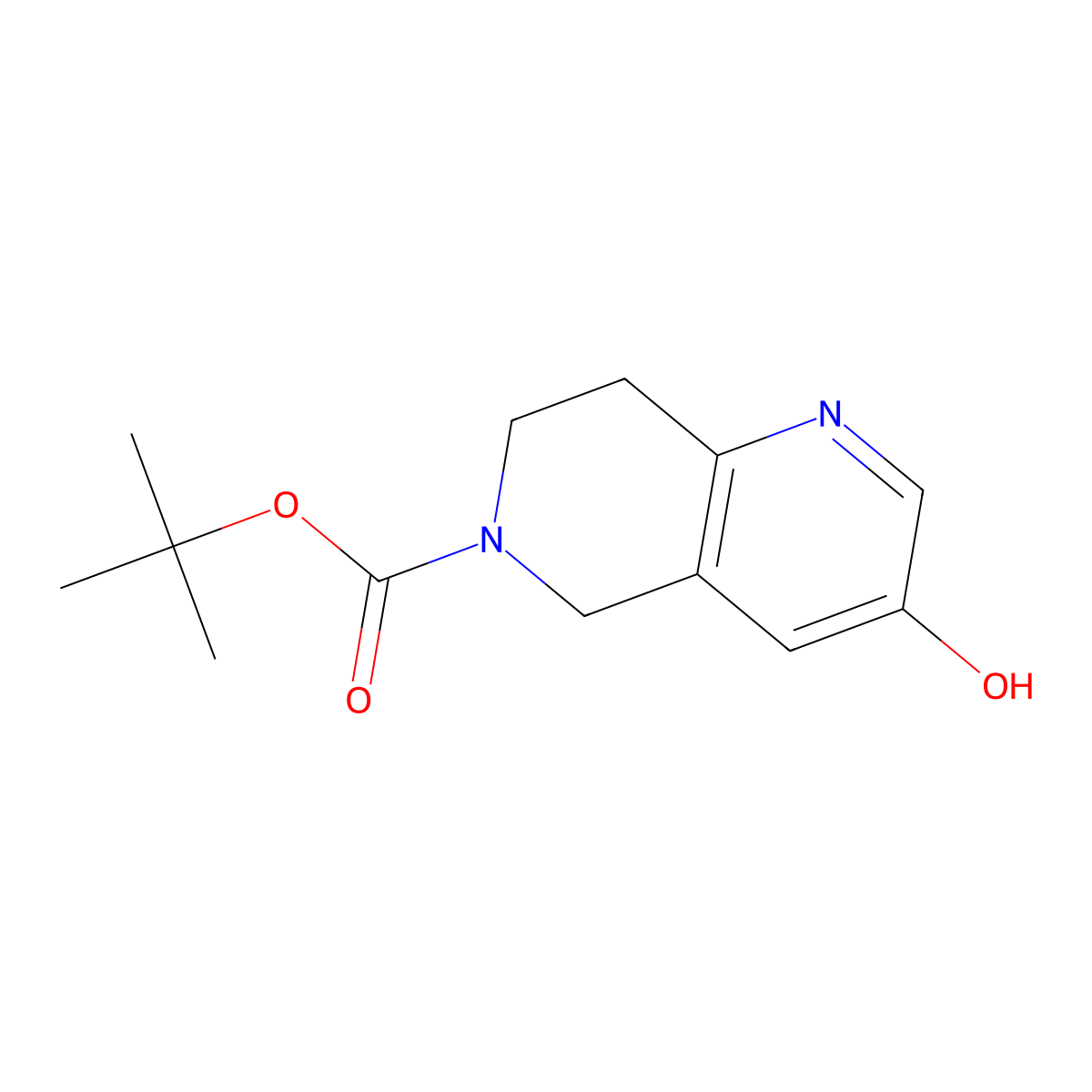 Tert-butyl 3-hydroxy-7,8-dihydro-1,6-naphthyridine-6(5H)-carboxylate molecular structure, CAS 625098-86-4