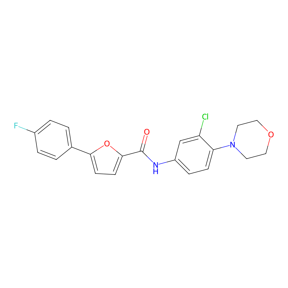 N-[3-chloro-4-(morpholin-4-yl)phenyl]-5-(4-fluorophenyl)furan-2-carboxamide molecular structure, CAS 6251-04-3
