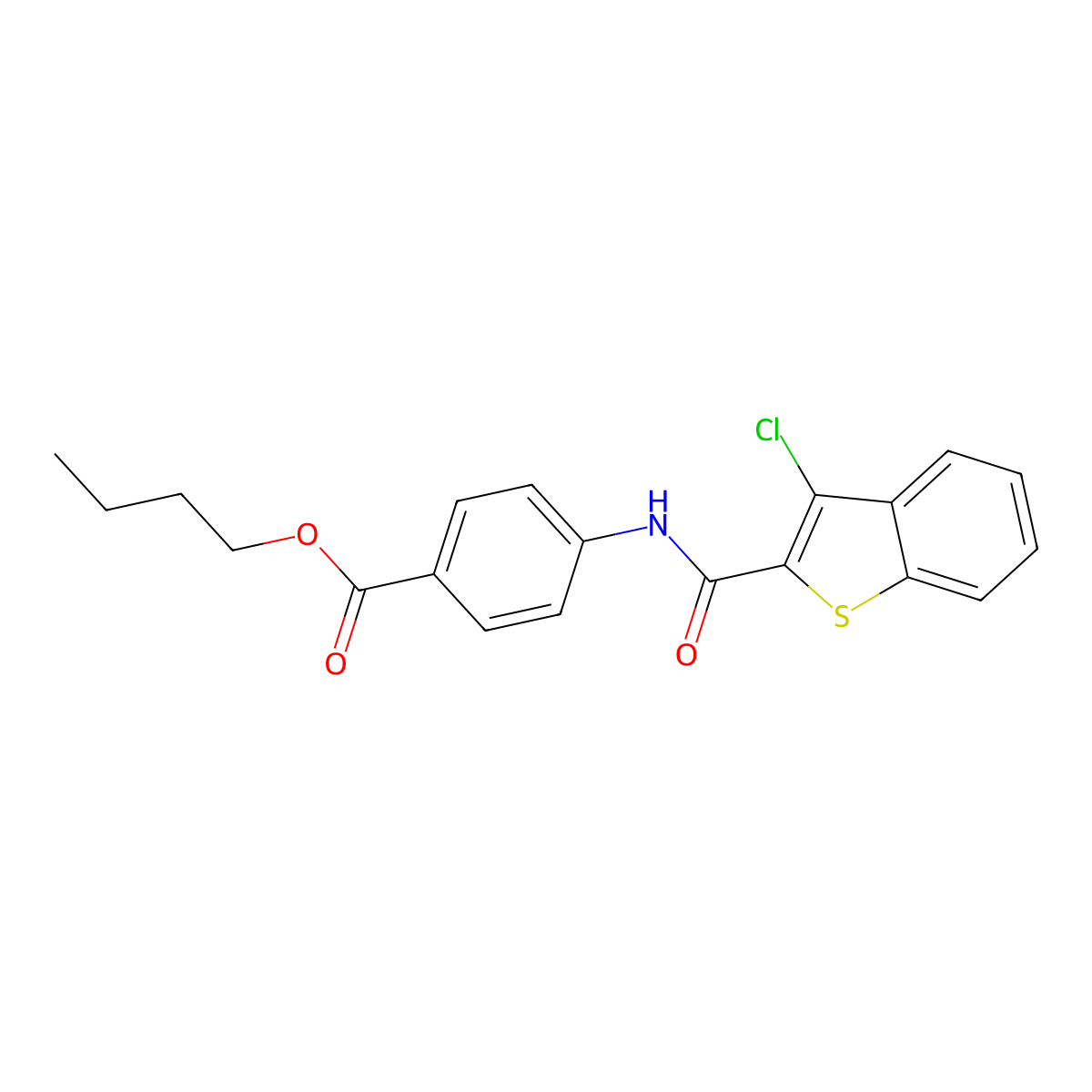 Butyl 4-[(3-chloro-1-benzothiophene-2-carbonyl)amino]benzoate molecular structure, CAS 6251-27-0