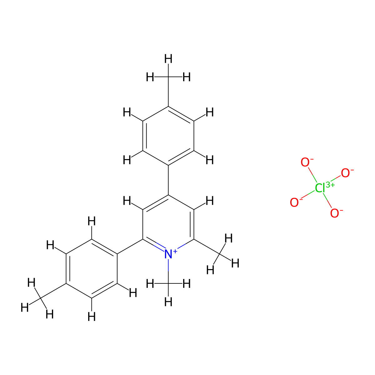 1,2-Dimethyl-4,6-bis(4-methylphenyl)pyridin-1-ium perchlorate molecular structure, CAS 62510-29-6