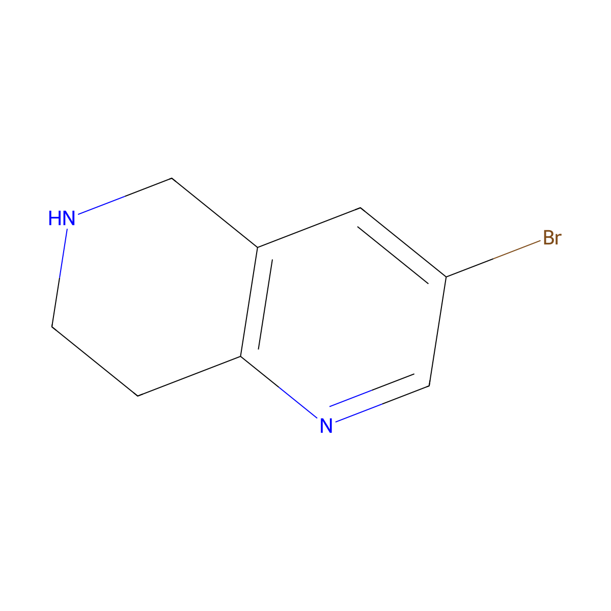 3-Bromo-5,6,7,8-tetrahydro-1,6-naphthyridine molecular structure, CAS 625100-00-7